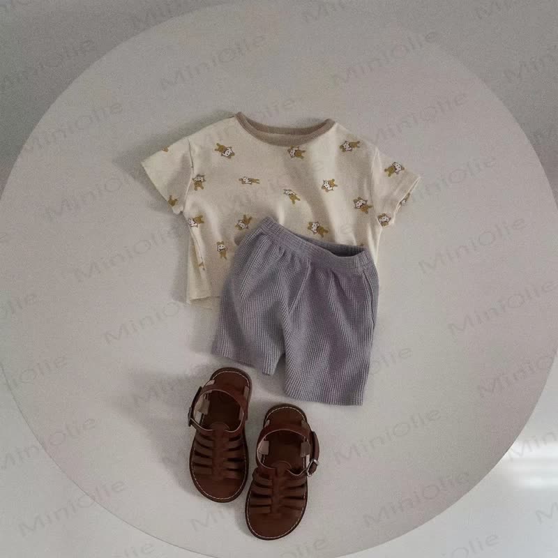 Baby Toddler Cotton Animal Print T-Shirt and Shorts 2 Piece Set - Purple - 4-5T - image 3