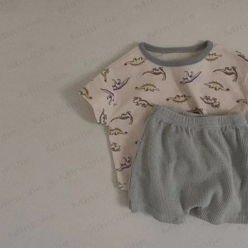 Baby Toddler Cotton Animal Print T-Shirt and Shorts 2 Piece Set - Green - 4-5T - image 5