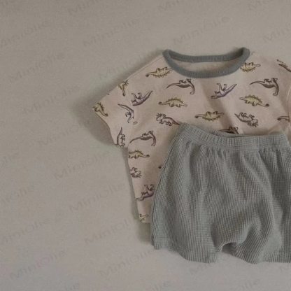 Baby Toddler Cotton Animal Print T-Shirt and Shorts 2 Piece Set - Green - 4-5T - image 5