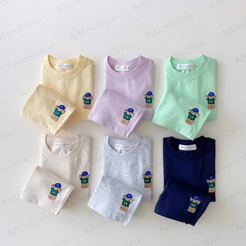 Baby Toddler Cotton Bear Embroidered Tee and Shorts 2-piece Set - image 1