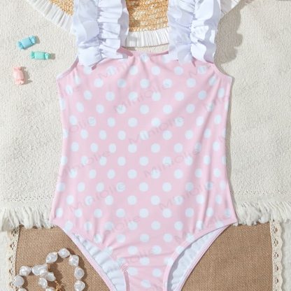Toddler Girls Ruffle Swim Bodysuit - Pink Dot - 4-5T - image 15