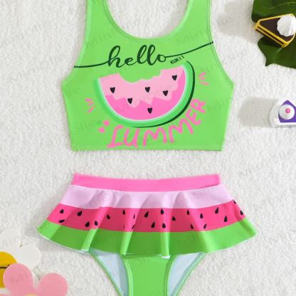 Toddler Girls Ruffle Swim Bodysuit - Green Watermelon - 4-5T - image 19