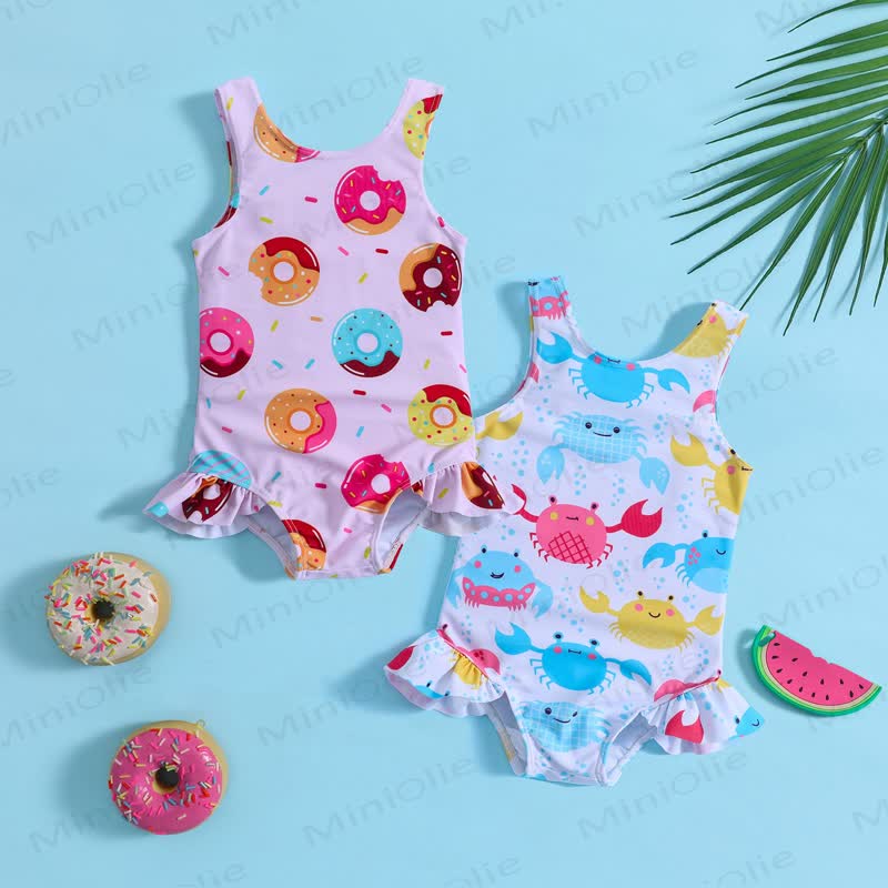 Baby Toddler Girls Sleeveless One Piece Ruffle Swim Bodysuit - image 1