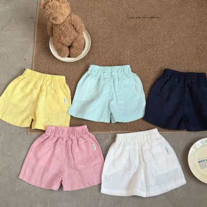 Toddler Kid Solid Color Linen Elastic Waist Shorts or Outwear Top - image 1
