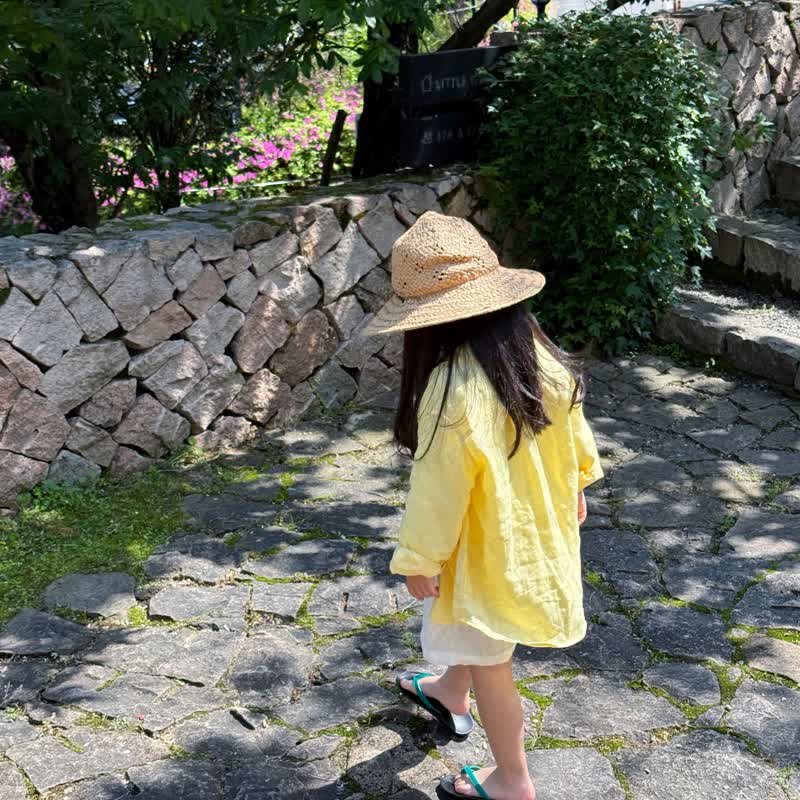 Toddler Kid Solid Color Linen Elastic Waist Shorts or Outwear Top - Yellow Top - 10-11T - image 9