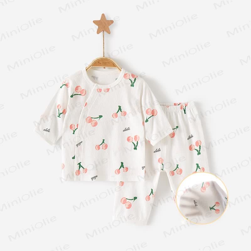 Baby Floral Print Short-Sleeve Set - White Cherry - 2-3T - image 2