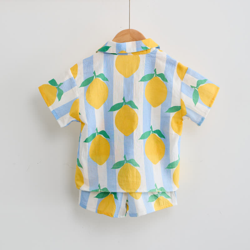 Baby Toddler Lemon Stripe Shirt and Shorts 2-piece Set - image 2