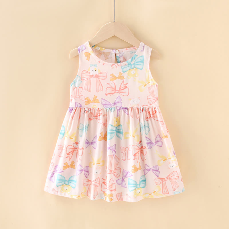 Toddler Girl Floral/Animal Print Summer Dress - Pink Bow - 10-11T - image 4