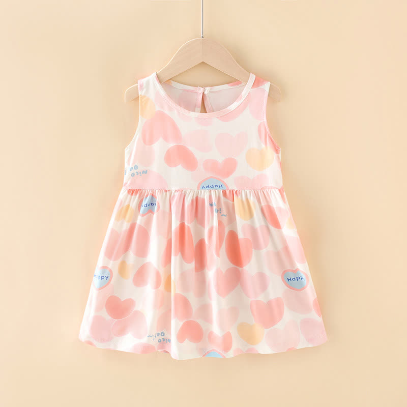 Toddler Girl Floral/Animal Print Summer Dress - Pink Heart - 10-11T - image 5