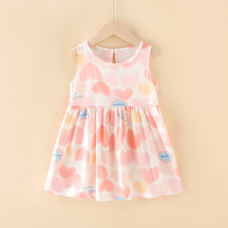 Toddler Girl Floral/Animal Print Summer Dress - Pink Heart - 10-11T - image 5