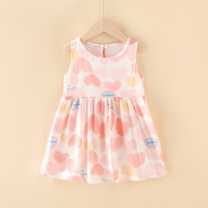 Toddler Girl Floral/Animal Print Summer Dress - Pink Heart - 10-11T - image 5