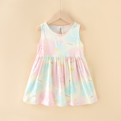 Toddler Girl Floral/Animal Print Summer Dress - Colorful Butterfly - 10-11T - image 9