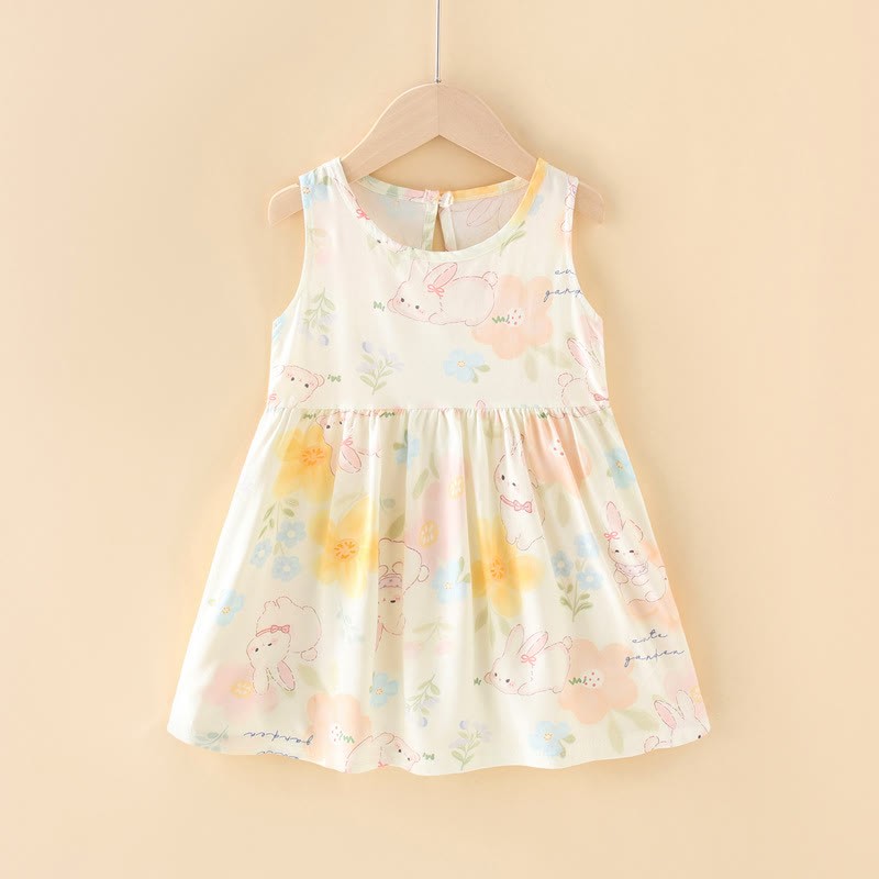 Toddler Girl Floral/Animal Print Summer Dress - White Rabbit - 10-11T - image 12
