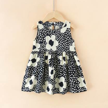 Toddler Girl Floral/Animal Print Summer Dress - Black Flowers - 10-11T - image 15
