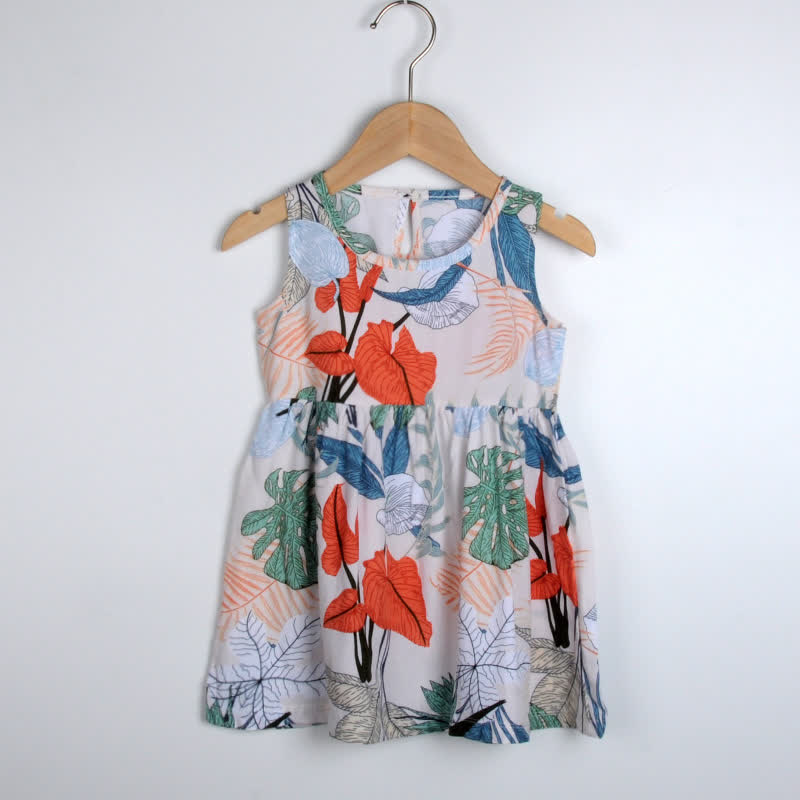 Toddler Girl Floral/Animal Print Summer Dress - Grey Flowers - 10-11T - image 24