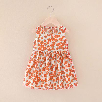 Toddler Girl Floral/Animal Print Summer Dress - Orange Flowers - 10-11T - image 25