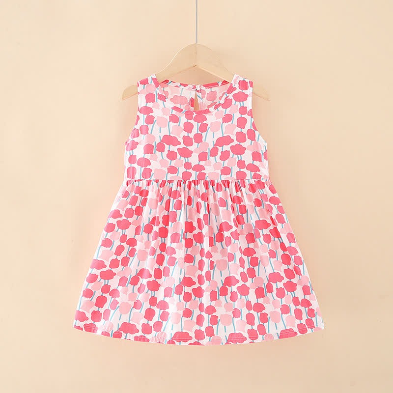 Toddler Girl Floral/Animal Print Summer Dress - Pink Flowers - 10-11T - image 31