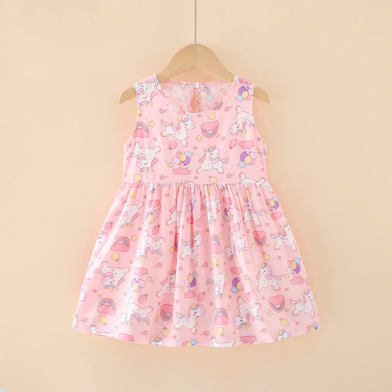 Toddler Girl Floral/Animal Print Summer Dress - Pink Horse - 10-11T - image 33