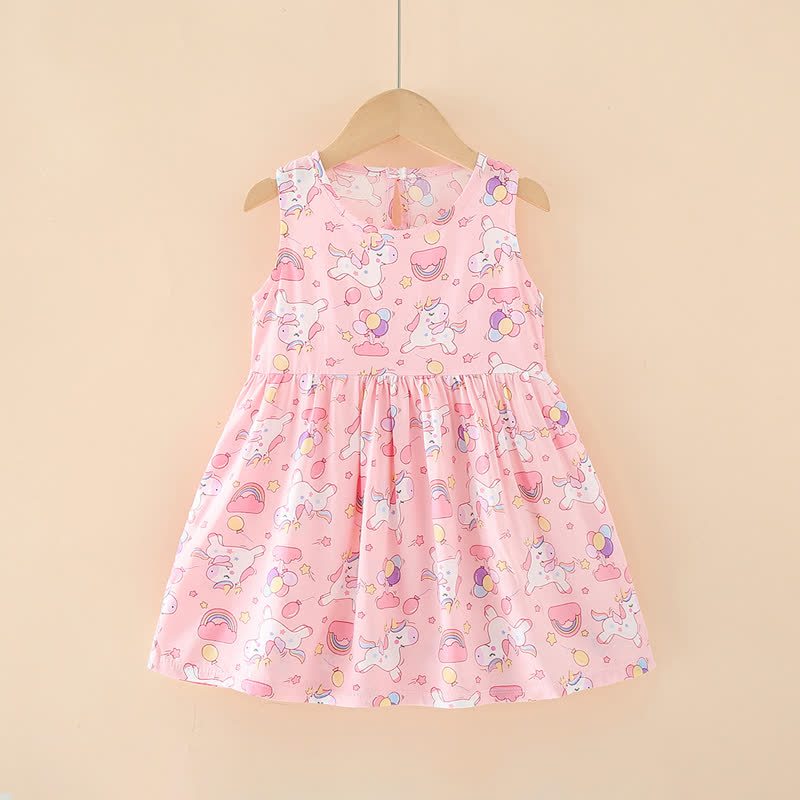 Toddler Girl Floral/Animal Print Summer Dress - Pink Horse - 10-11T - image 33