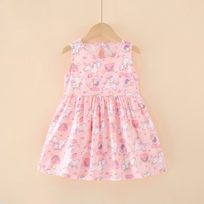 Toddler Girl Floral/Animal Print Summer Dress - Pink Horse - 10-11T - image 33