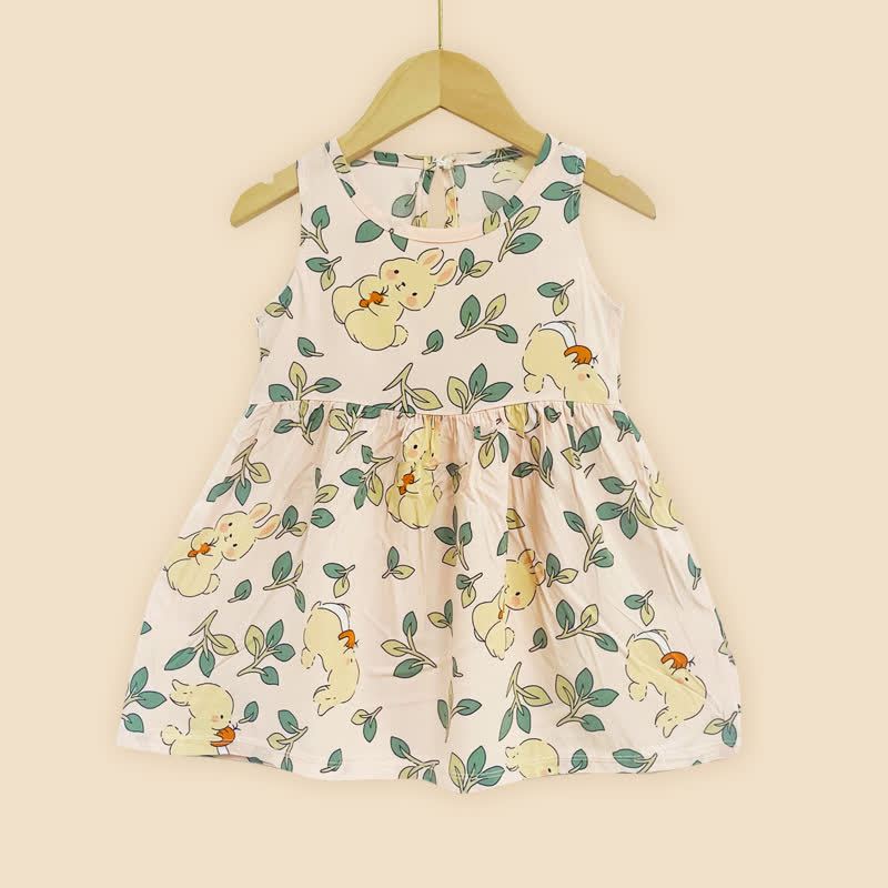 Toddler Girl Floral/Animal Print Summer Dress - Yellow Rabbit - 10-11T - image 34