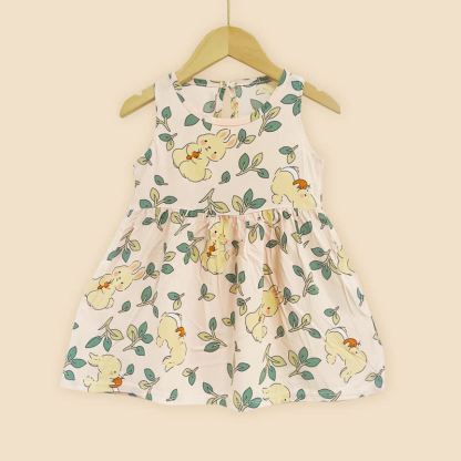 Toddler Girl Floral/Animal Print Summer Dress - Yellow Rabbit - 10-11T - image 34