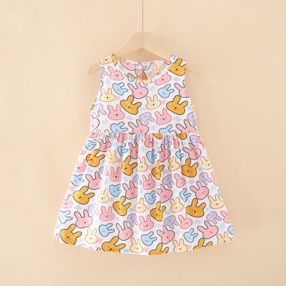 Toddler Girl Floral/Animal Print Summer Dress - Colorful Rabbit - 10-11T - image 35