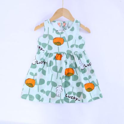 Toddler Girl Floral/Animal Print Summer Dress - Green Pumpkin - 10-11T - image 36