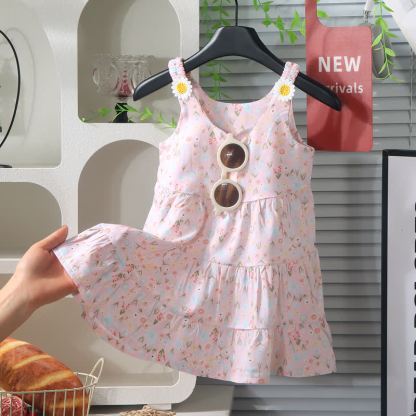 Toddler Girl Floral Tiered Dress - Pink - 10-11T - image 5