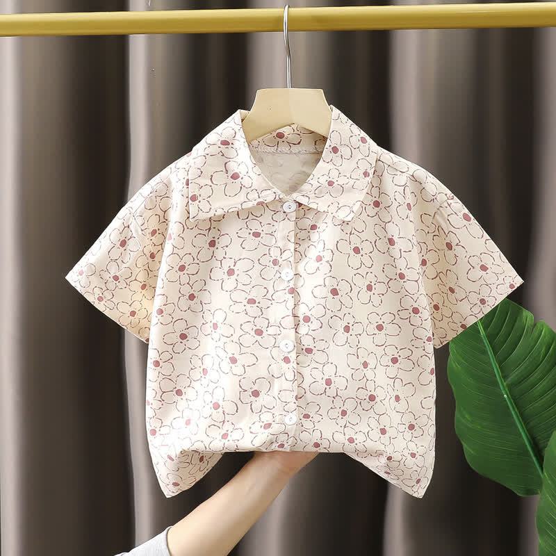 Toddler Boy Short Sleeve Printed Shirt - Beige - 10-11T - image 2