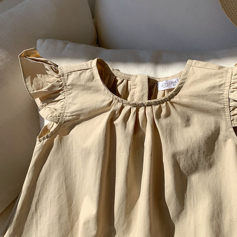 Toddler Girl Solid Color Ruffle Flutter Sleeve Dress - image 7