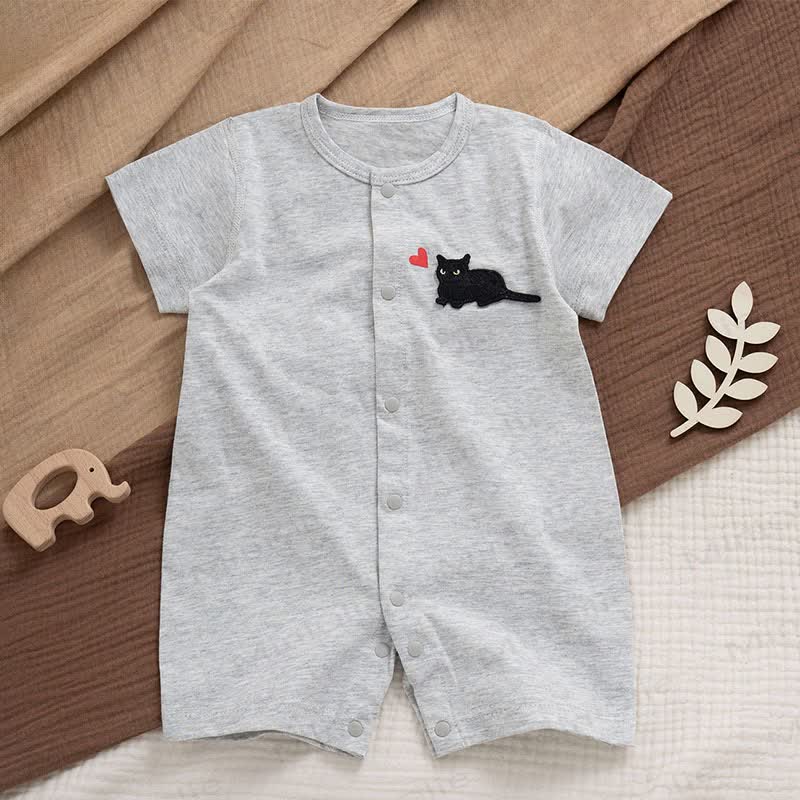 Baby Pure Cotton Short Sleeves Romper - Grey - 18-24M - image 1