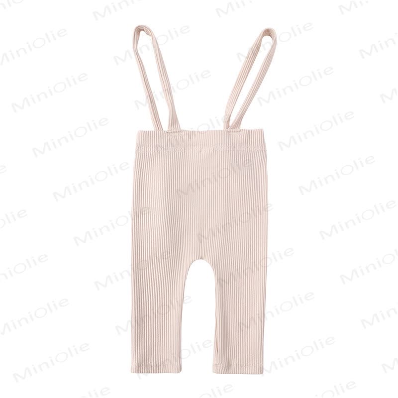 Baby Cotton Ribbed Suspender Pants - Apricot - 18-24M - image 3
