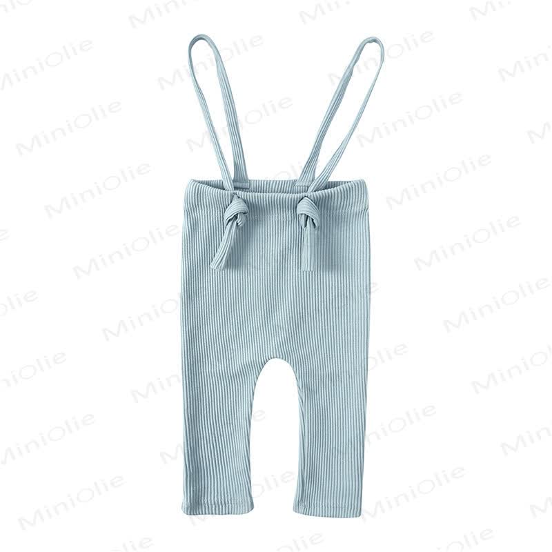 Baby Cotton Ribbed Suspender Pants - Blue - 18-24M - image 2