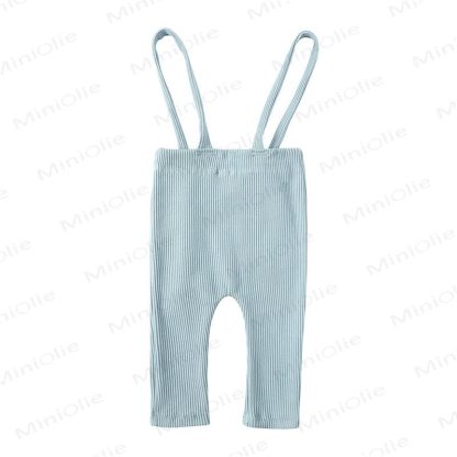 Baby Cotton Ribbed Suspender Pants - image 5