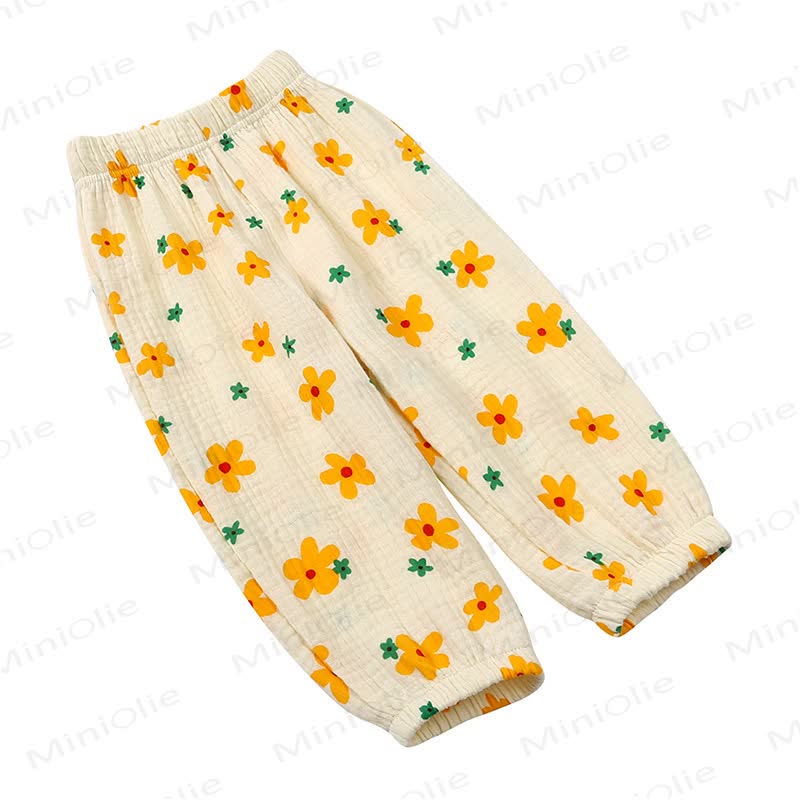 Kids Tales Toddler Floral Cotton Balloon Pants - Beige Floral - 8-9T - image 13