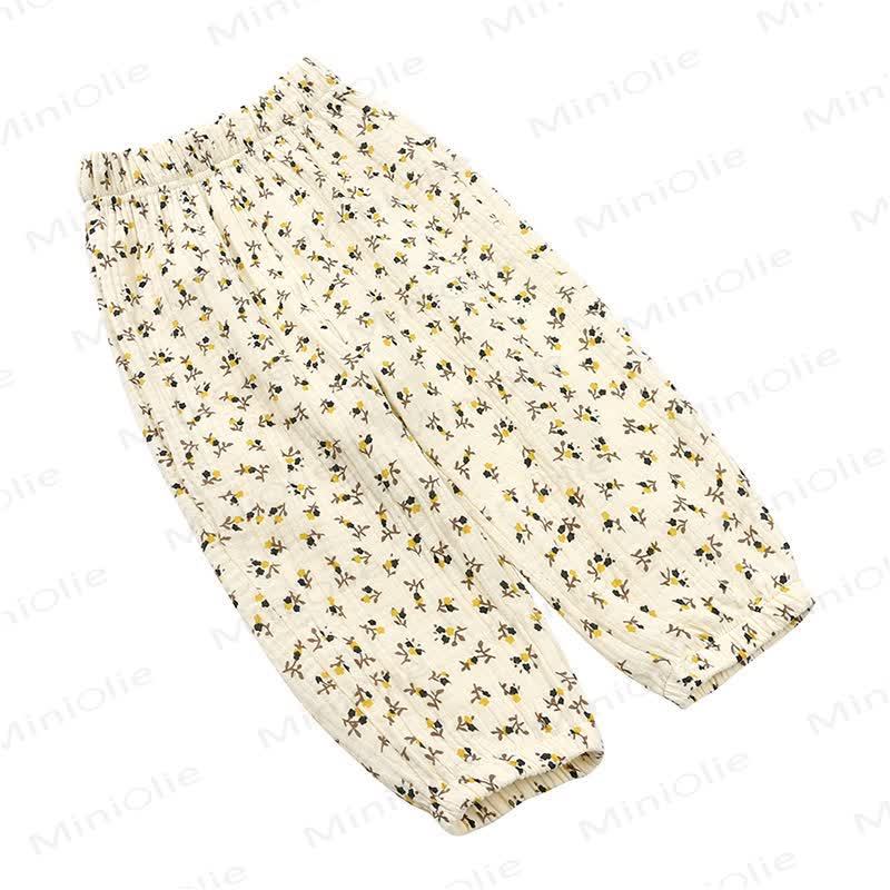 Kids Tales Toddler Floral Cotton Balloon Pants - Beige Flower - 8-9T - image 6