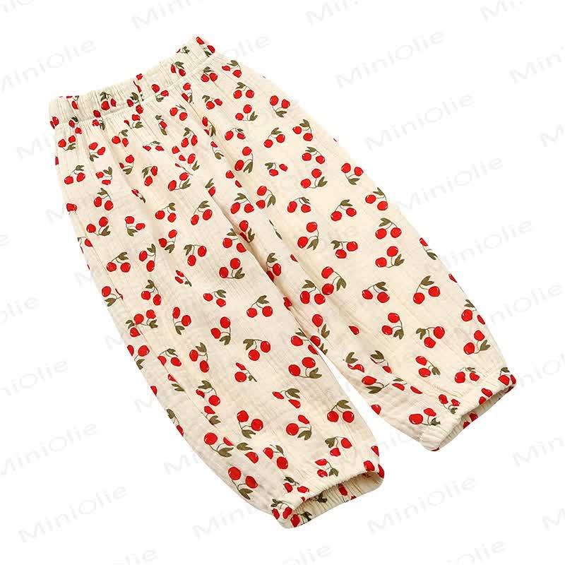 Kids Tales Toddler Floral Cotton Balloon Pants - Beige Cherry - 8-9T - image 10