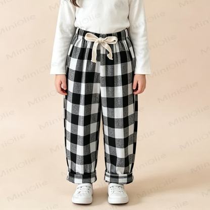 Toddler Cotton Plaid Pants - Black - 8-9T - image 2