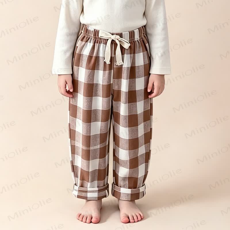 Toddler Cotton Plaid Pants - Khaki - 8-9T - image 5