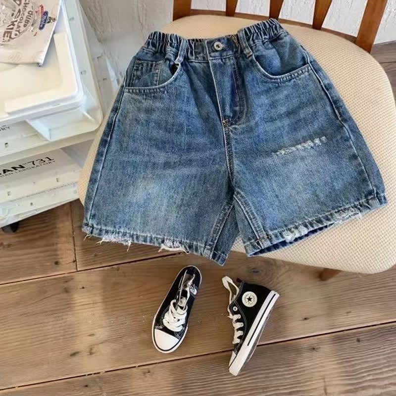 Toddler Kid Washed Denim Solid Navy Shorts - image 3