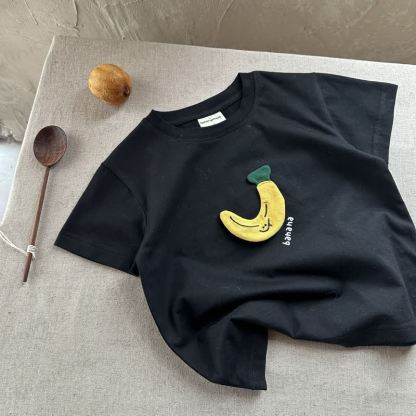 Toddler Cotton Fruit Embroidery T-Shirt - Black - 8-9T - image 5