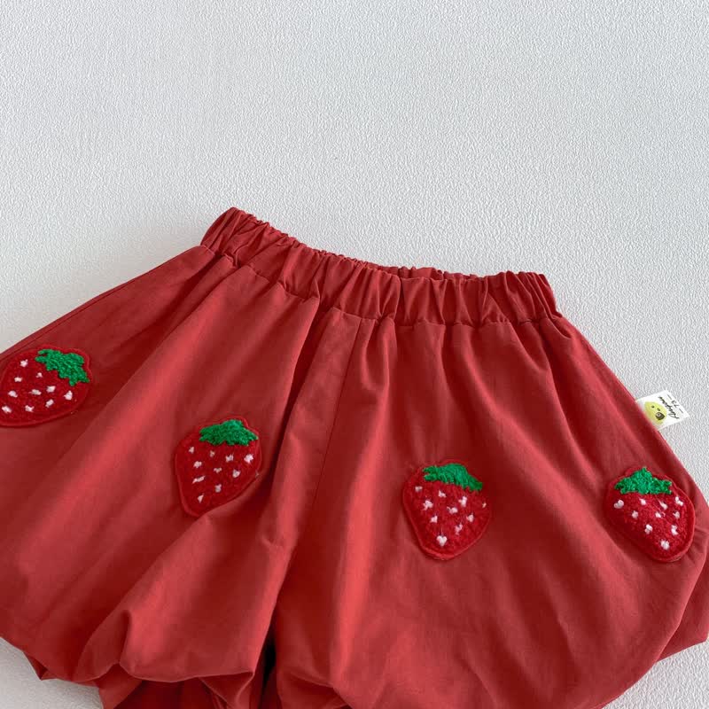 Baby Girl White&Red Strawberry Top and Shorts 2-piece Sleeveless Set - image 5