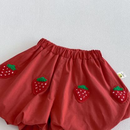 Baby Girl White&Red Strawberry Top and Shorts 2-piece Sleeveless Set - image 5