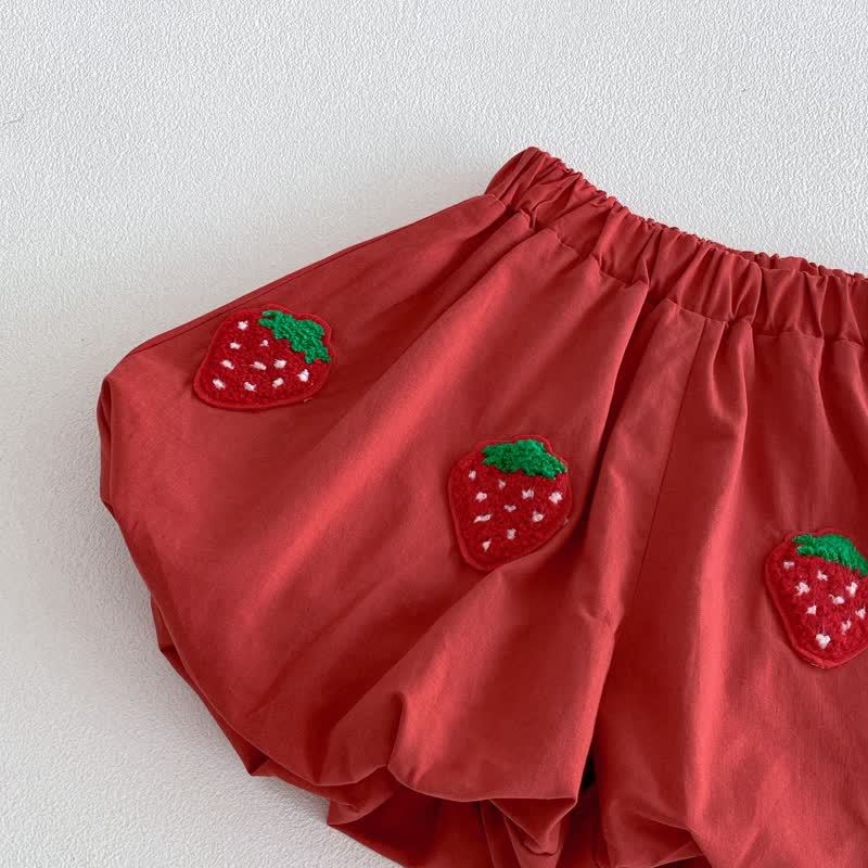 Baby Girl White&Red Strawberry Top and Shorts 2-piece Sleeveless Set - image 6