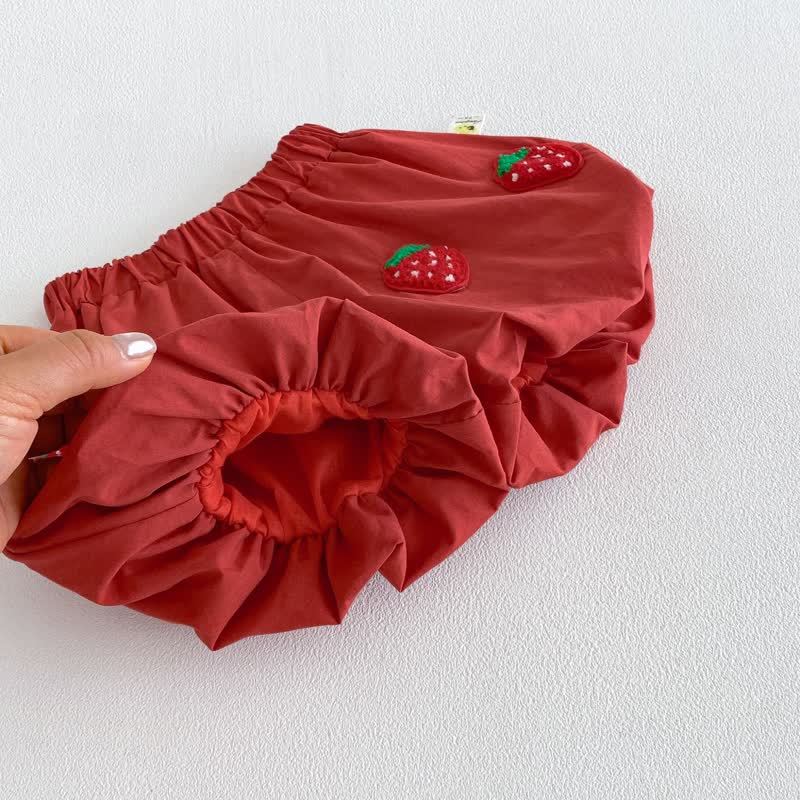 Baby Girl White&Red Strawberry Top and Shorts 2-piece Sleeveless Set - image 7