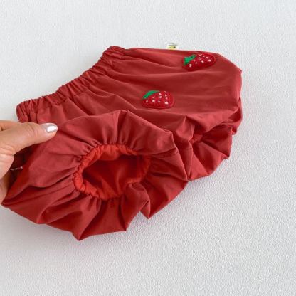 Baby Girl White&Red Strawberry Top and Shorts 2-piece Sleeveless Set - image 7