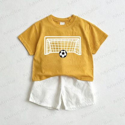 Baby Soccer Net Tee and Shorts 2-Piece Set - Yellow&White - 3-5T - image 1