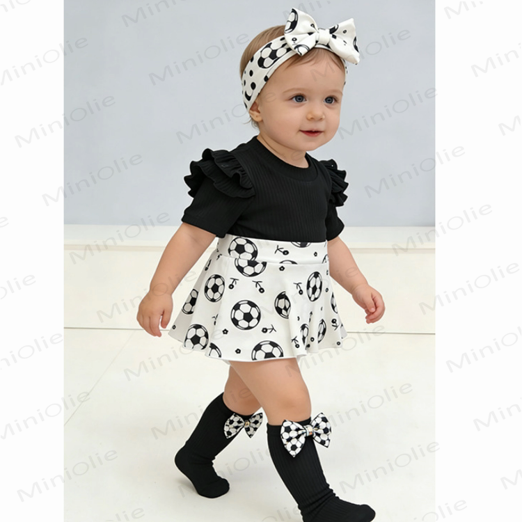 Baby Soccer Skirted Bodysuit Headband Socks - image 3