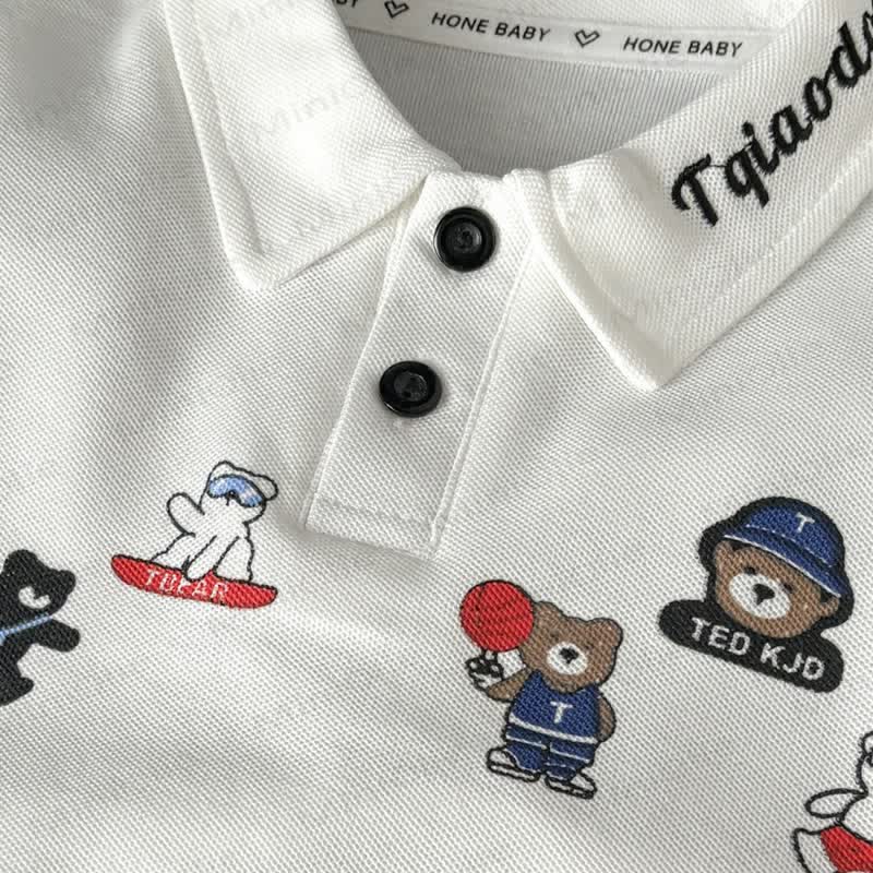 Toddler Kid Casual Cartoon Print Polo Shirt and Shorts 2-piece Set - image 4